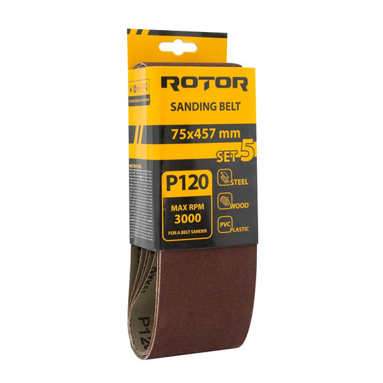 Banda Slefuit ROTOR 75x457 mm, P120, Set 5 Buc