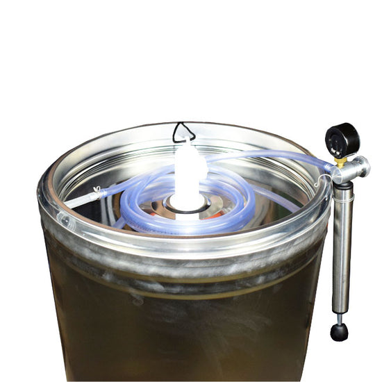 Butoi inox ZEP 350L cu capac flotant, camera silicon alimentar, pompa si robinet inox, AISI 304 Italia