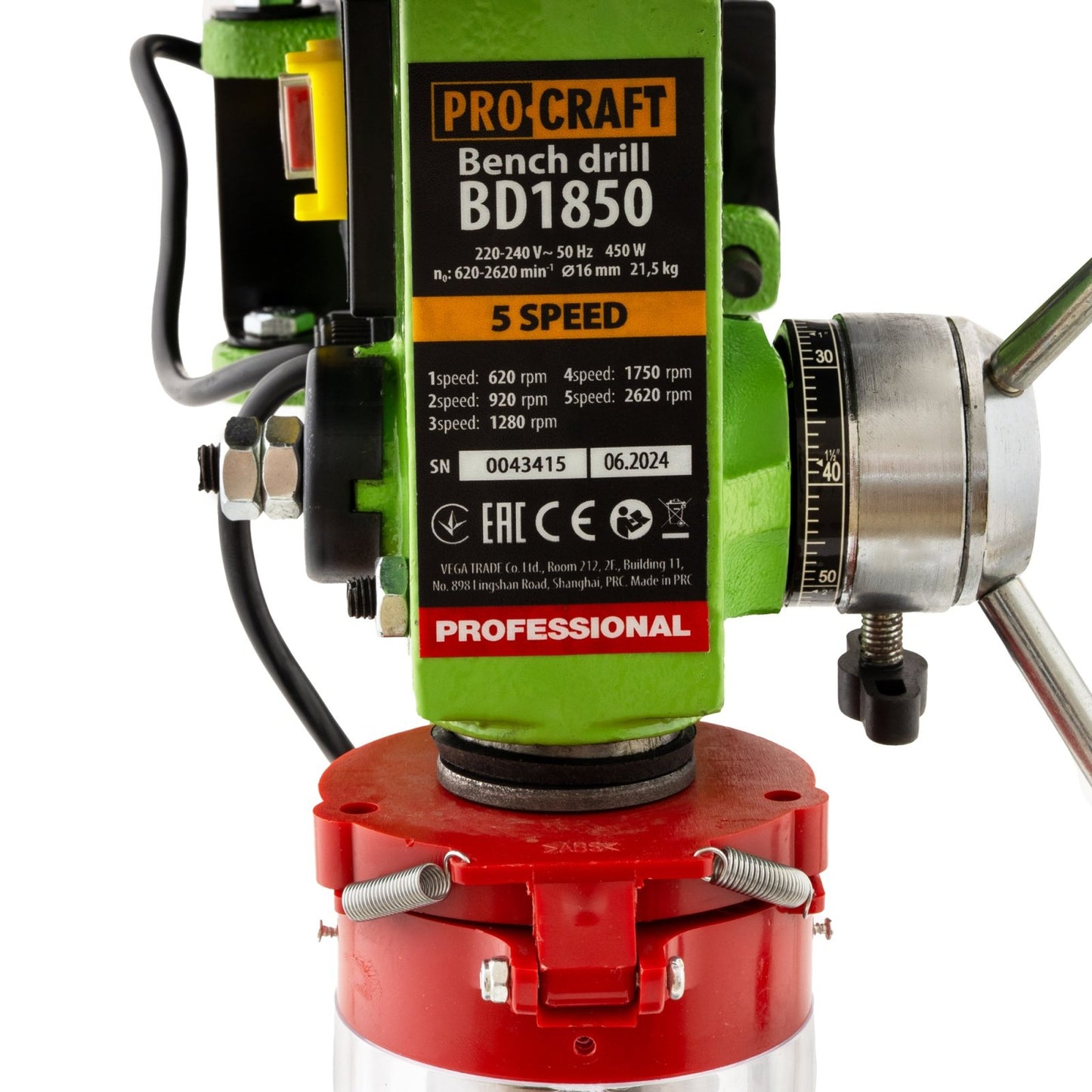 Masina de gaurit de banc Procraft BD1850, 450W, mandrina 16 mm, 5 viteze