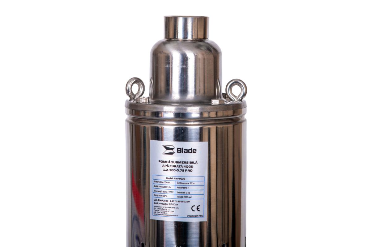 Pompa submersibila PROFESIONALA pentru apa curata BLADE 4QGD1.2-100-0.75 Pro, 750W, 2550 l/h
