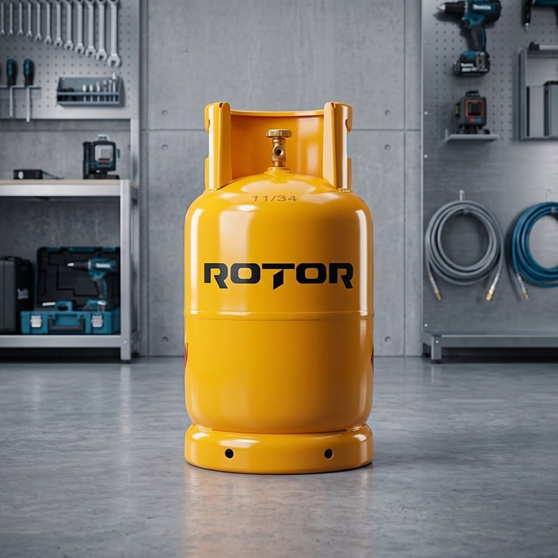 Butelie gaz GPL cu guler Rotor, volum 26l, metal, omologata ISCIR pentru Aragaz, Plita sau Soba, include furtun 2m, ceas