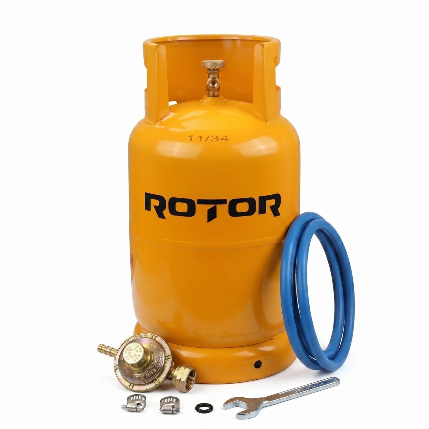 Butelie gaz GPL cu guler Rotor, volum 26l, metal, omologata ISCIR pentru Aragaz, Plita sau Soba, include furtun 1.5m, ceas