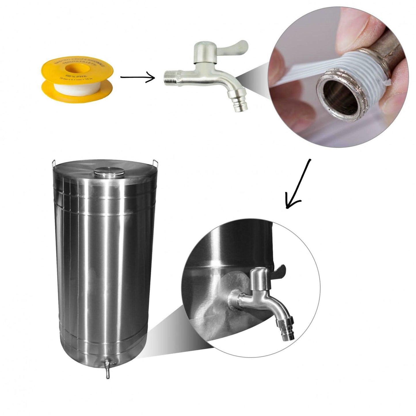 Butoi din inox cu capac flotant, capacitate 180L, Tehno Ms #719 - ZEP.RO - Ți-e la îndemână!