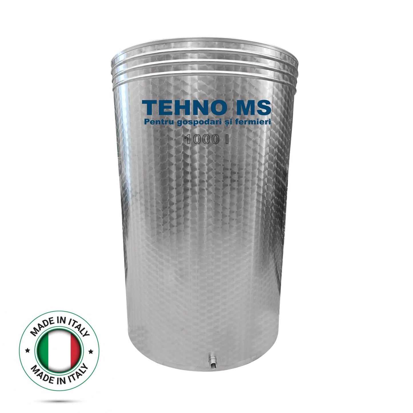 Butoi din inox cu capac flotant busonat si canea, 1000L, Tehno Ms #41304