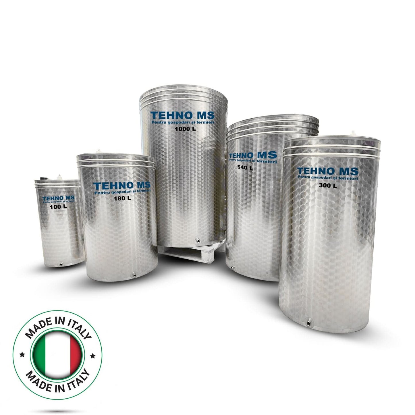 Butoi inox cu capac flotant busonat si canea, 540L, Tehno Ms #41303