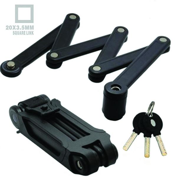 Antifurt pliabil modular cu cheie, 100 cm, otel, 5 articulatii robuste, protectie anticoroziune