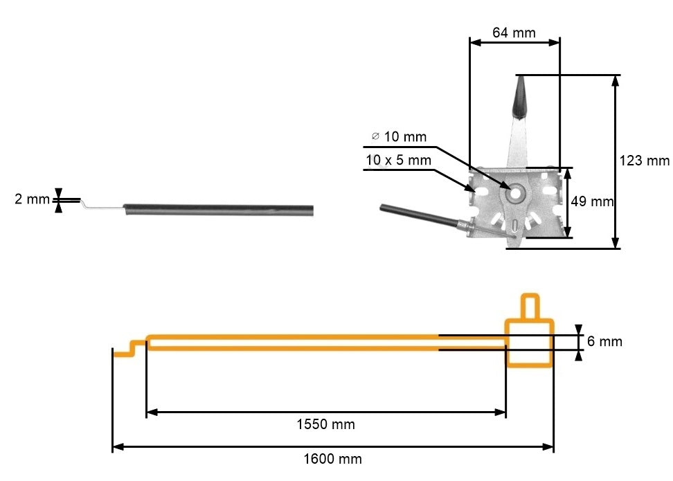 Cablu acceleratie + maneta motor universal 150 cm 150 - vedere 3