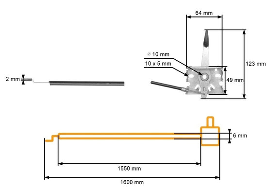 Cablu acceleratie + maneta motor universal 150 cm 150 - vedere 3
