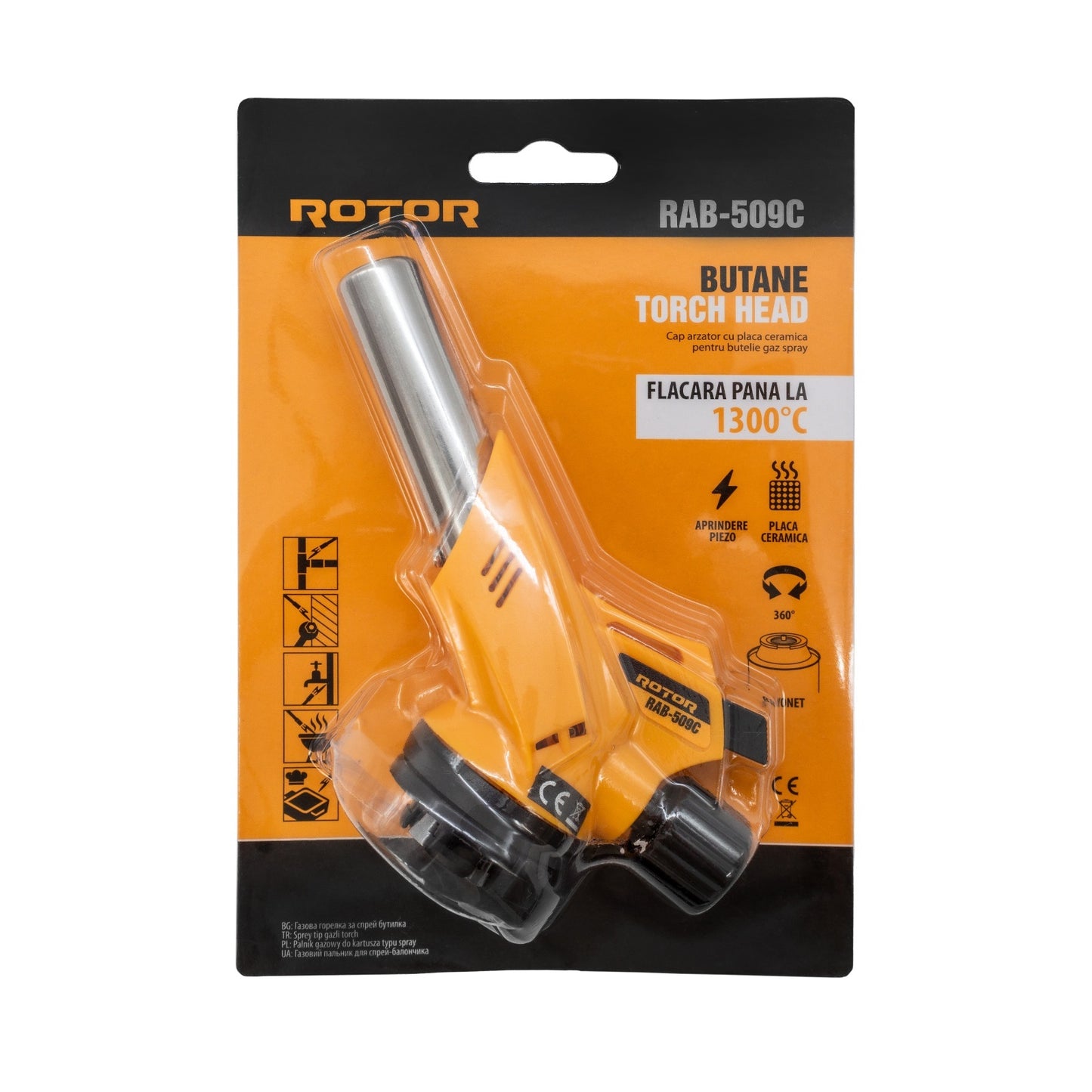 Cap arzAƒtor pentru butelie gaz spray, placAƒ ceramicAƒ, aprindere piezo, conectare bayonet ROTOR RAB-509C