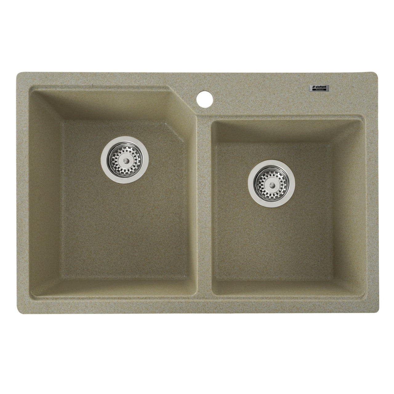 Chiuveta Bucatarie Granit Elefant Premium Harmony, 775x495mm, nisip bej, dubla cuva - imagine produs