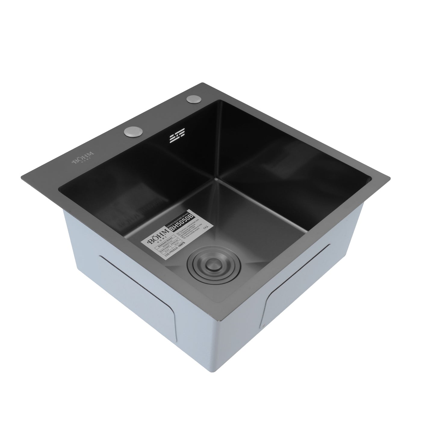 Chiuveta Bucatarie Inox SUS304 Bohm BH5050B, 500x500mm, nano black - imagine produs
