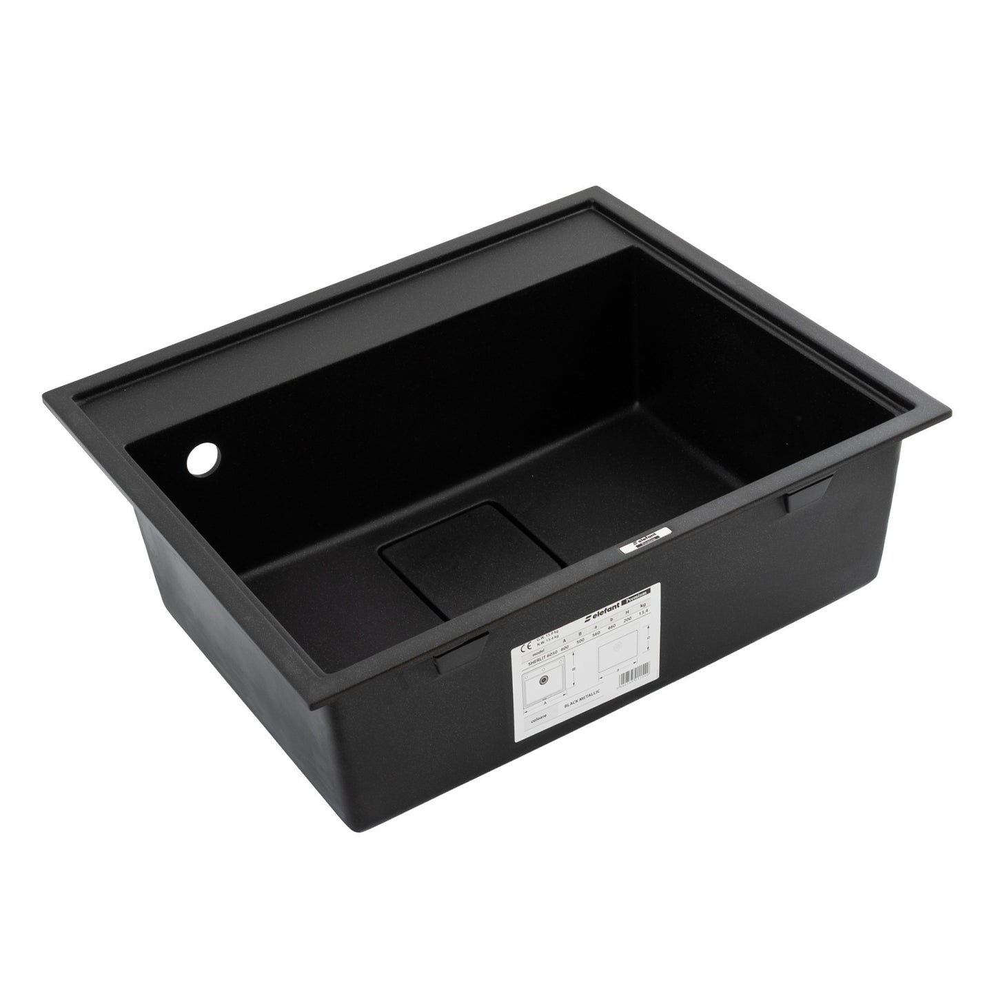 Chiuveta de bucatarie Elefant Premium SHERLIT, Negru metalic 600x500 mm