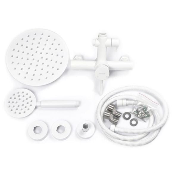 Coloana Dus Mixxus SUS-003-J White, 120cm, alba, inox, monocomanda, baterie si para - imagine produs