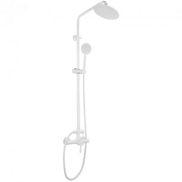 Coloana Dus Mixxus SUS-003-J White, 120cm, alba, inox, monocomanda, baterie si para - detaliu 2