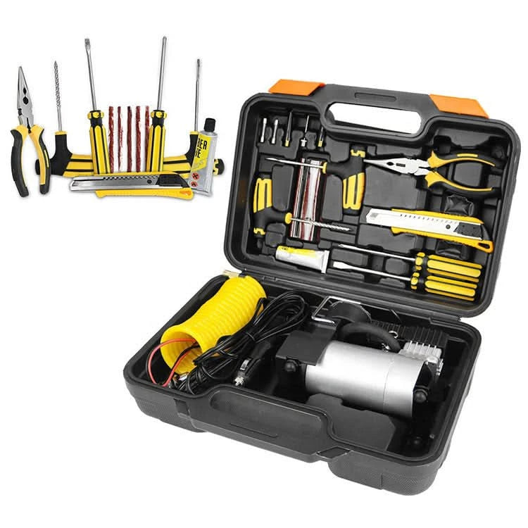 Compresor auto 12V premium, 2 cilindri, 40 L/min, lanterna, trusa accesorii, Lider