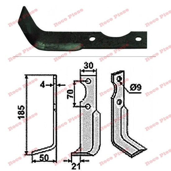 Cutit Motocultor 185mm X 30mm (stanga) AGRIA 185mm / 30mm
