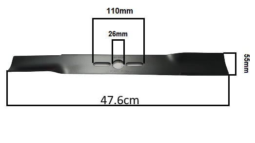 Cutit universal masina de tuns gazon 47,6 cm cu saibe Nevada - vedere dimensiuni