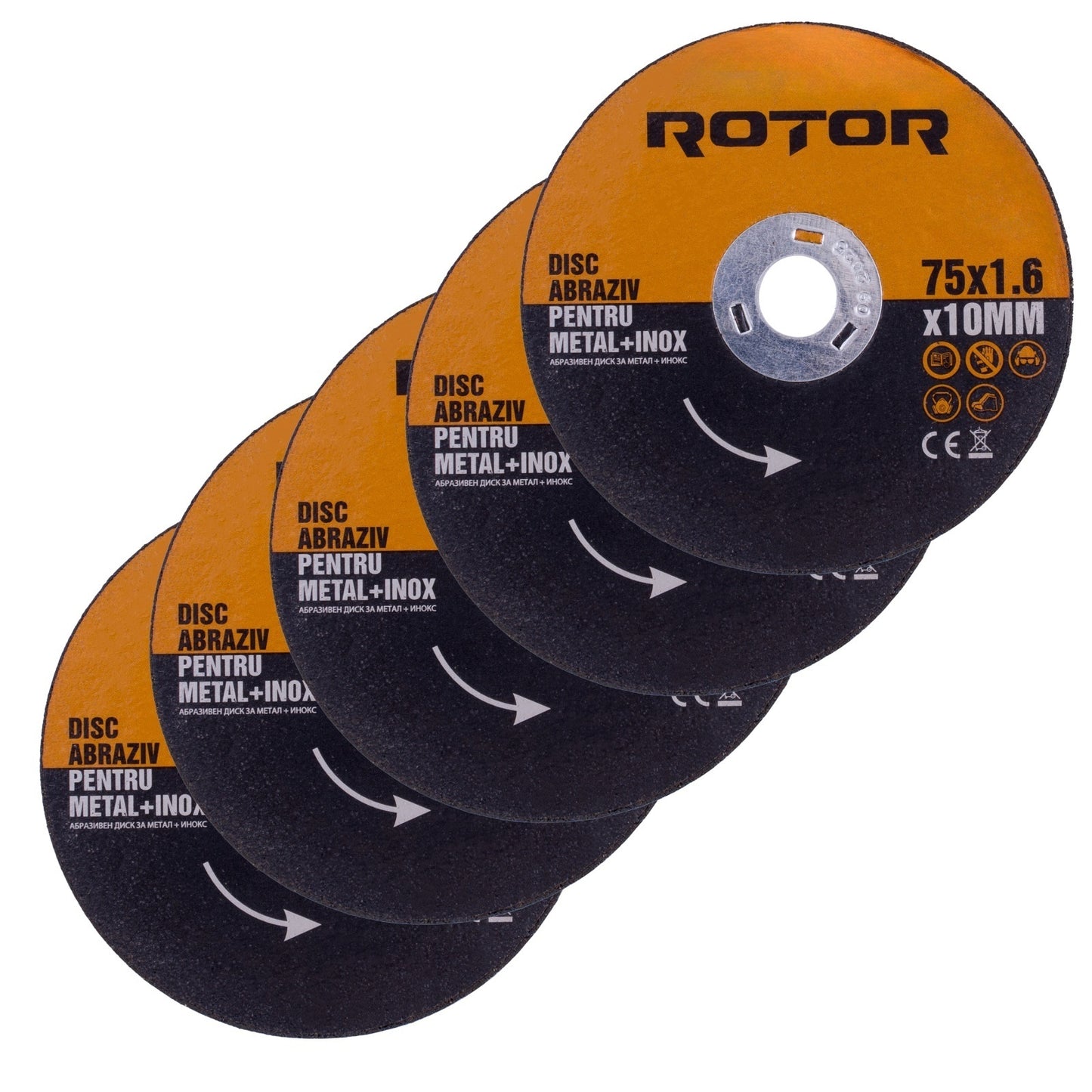Disc abraziv pentru metal+inox 75*1,6*10 mm, ROTOR - Pachet 5 bucati