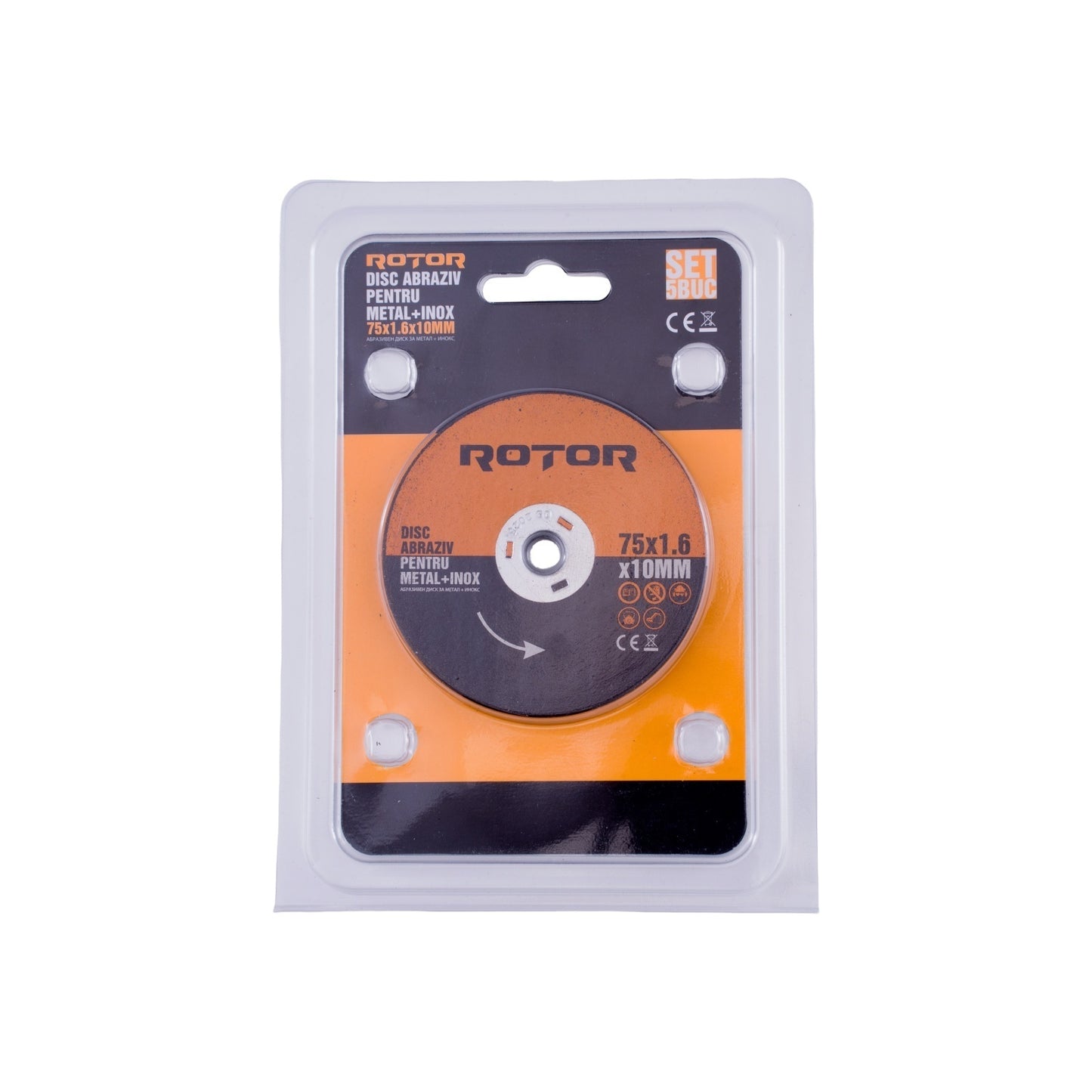 Disc abraziv pentru metal+inox 75*1,6*10 mm, ROTOR - Pachet 5 bucati