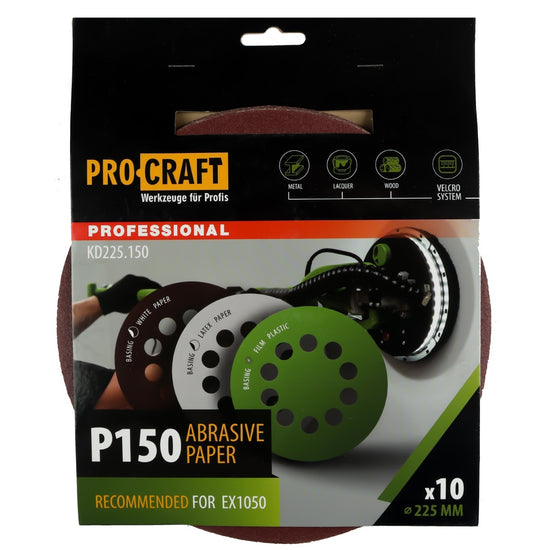 Disc Abraziv ProCraft KD225.150, 225 mm, P150, set 10 buc