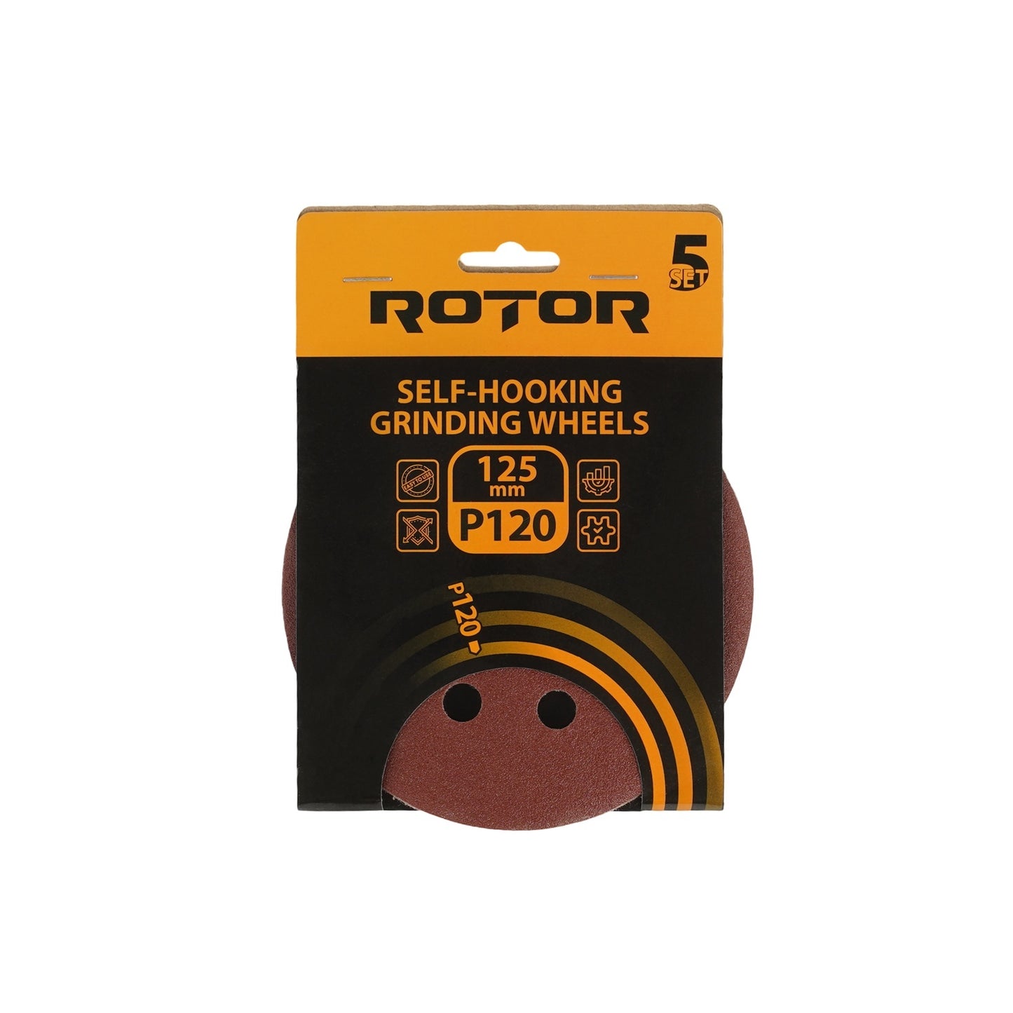 Disc abraziv pentru slefuitor cu excentric ROTOR 125 P120 - Pachet 5 bucati