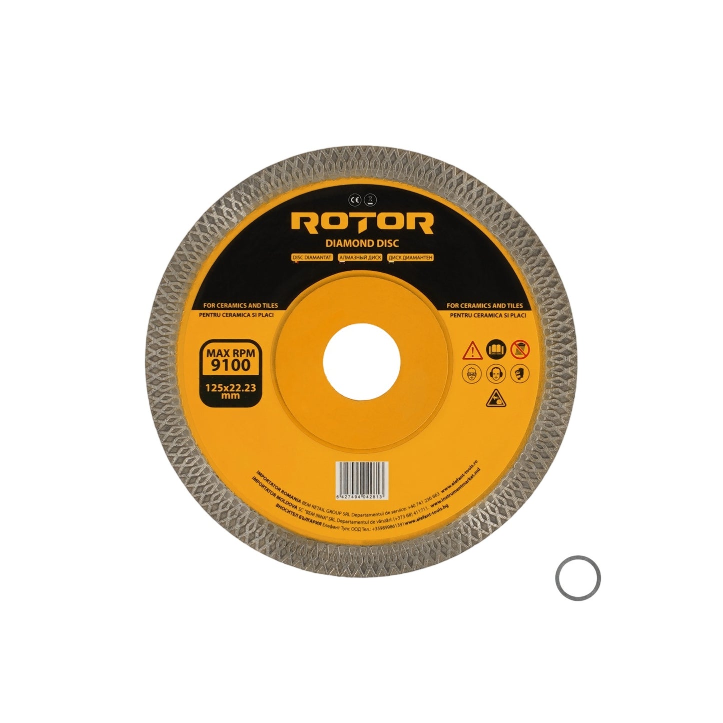 Disc diamantat pentru ceramica ultra subtire ROTOR 125*22,23