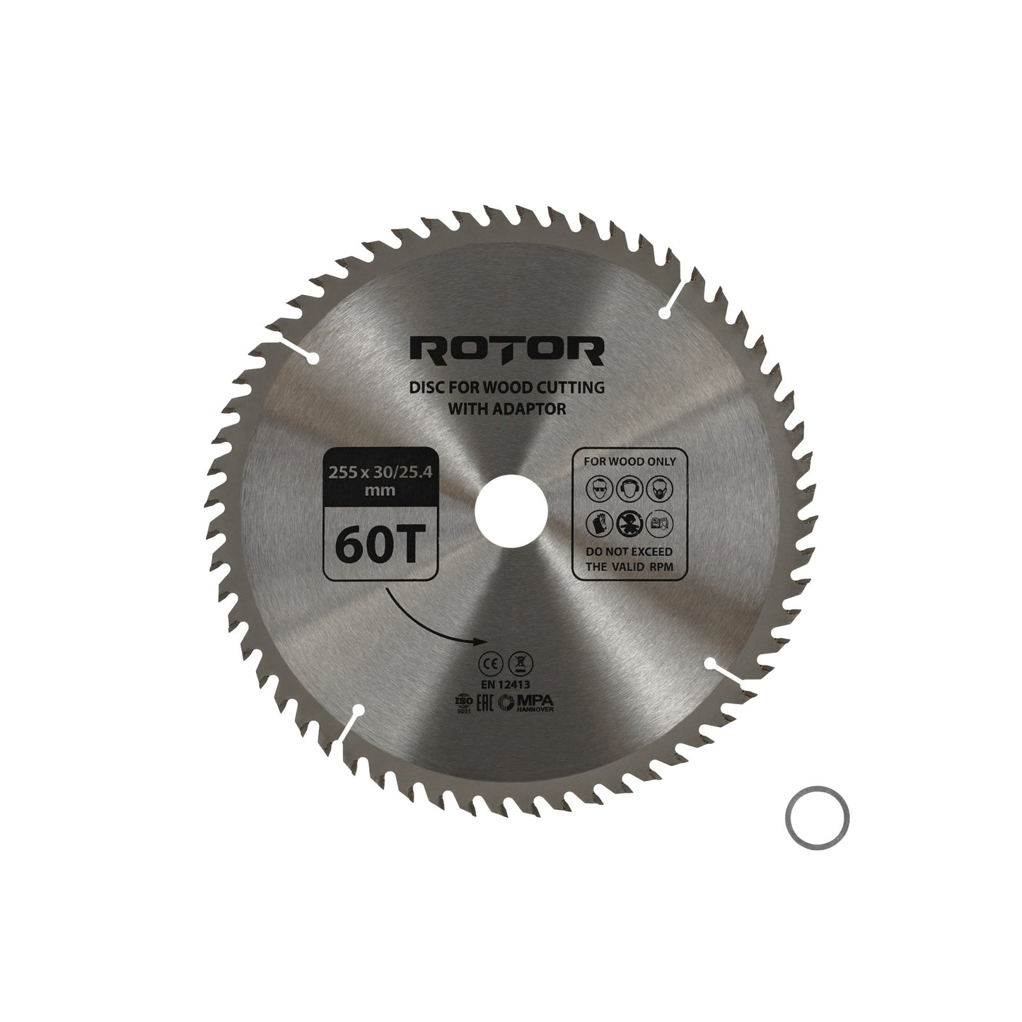 Disc taiat lemn ROTOR 255*30/25,4 cu adaptor 60T