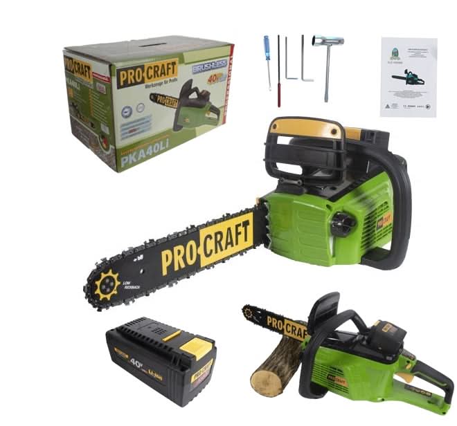 Drujba pe acumulator Procraft PKA40LI, 2600W, 40V, 4Ah, lama 365mm, ungere automata