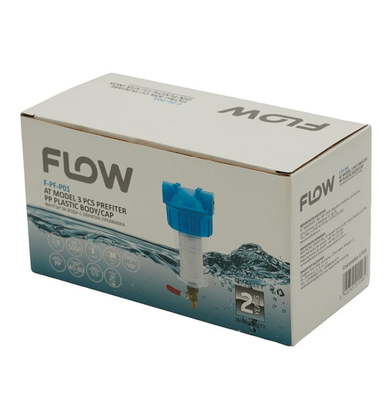 Filtru Apa cu Purjare Plastic Flow F-PF-P01, sita inox, pentru instalatii