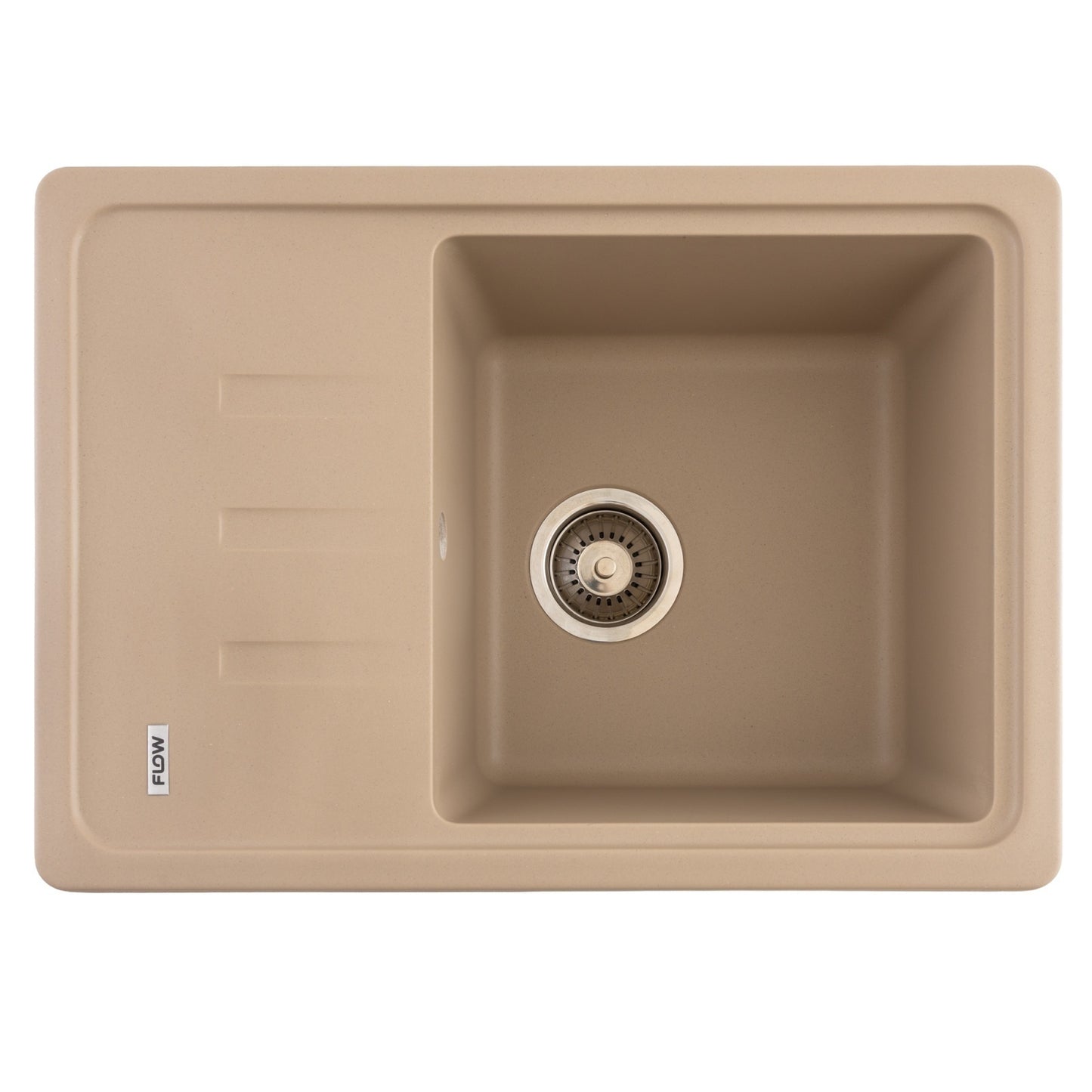 FCB-6143SS/1T, Chiuveta de bucatarie din granit cu o cuva si scurgator, seria SLIM, Sahara, 615x430x200 mm, FLOW