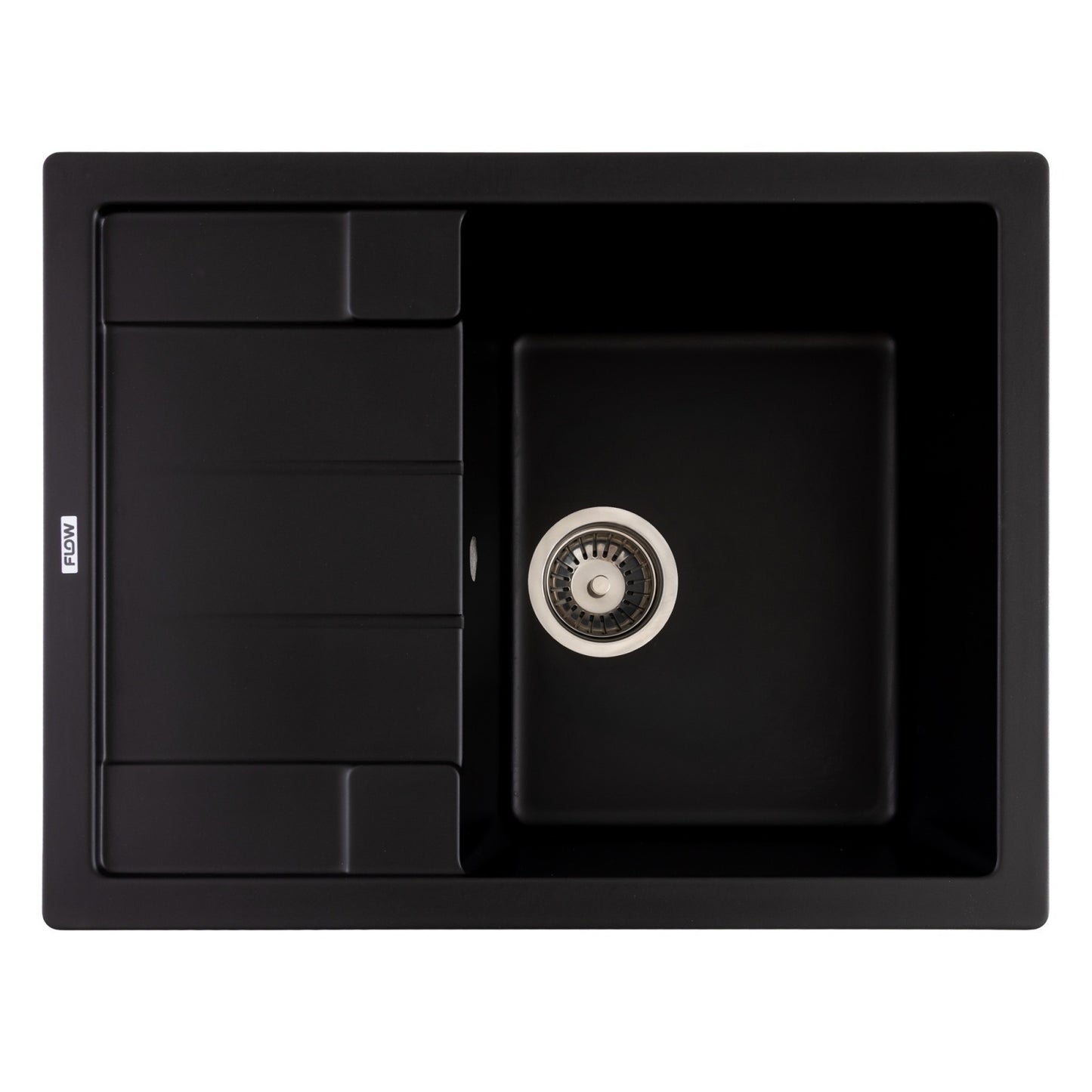 FCB-6449ABA/1T, Chiuveta de bucatarie din granit cu o cuva si scurgator, seria ANILA, Black/Anthracite, 645x495x200 mm, FLOW