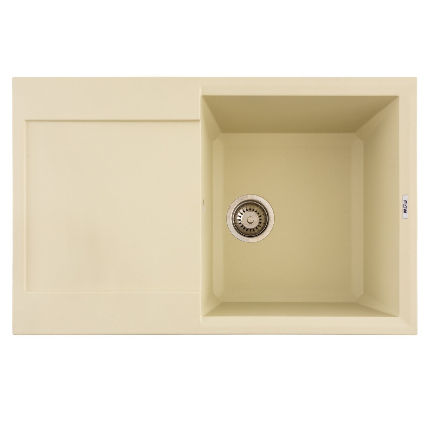 FCB-7849HI/1T, Chiuveta de bucatarie din granit cu o cuva si scurgator, seria HORIZON, Ivory, 780x495x230 mm, FLOW