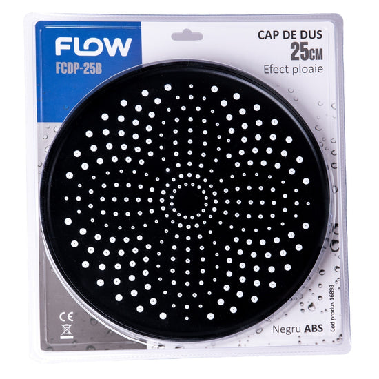 Cap Dus Tip Ploaie Flow FCDP-25B, 25cm, negru ABS