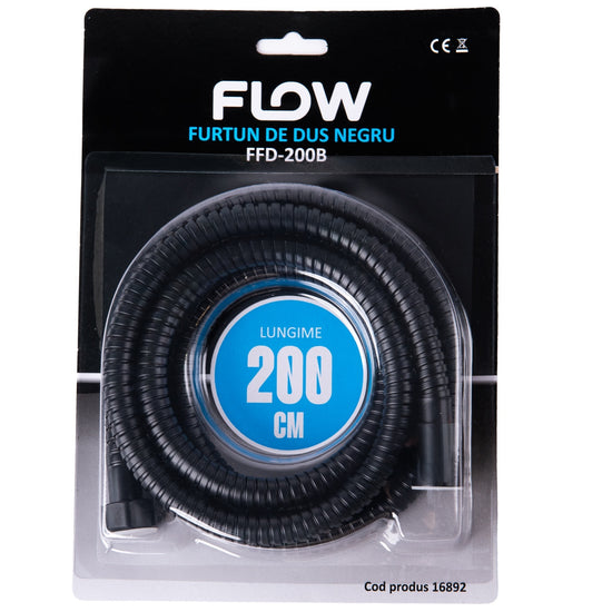 Furtun dus FLOW FFD-200B, 200 cm, inox, negru