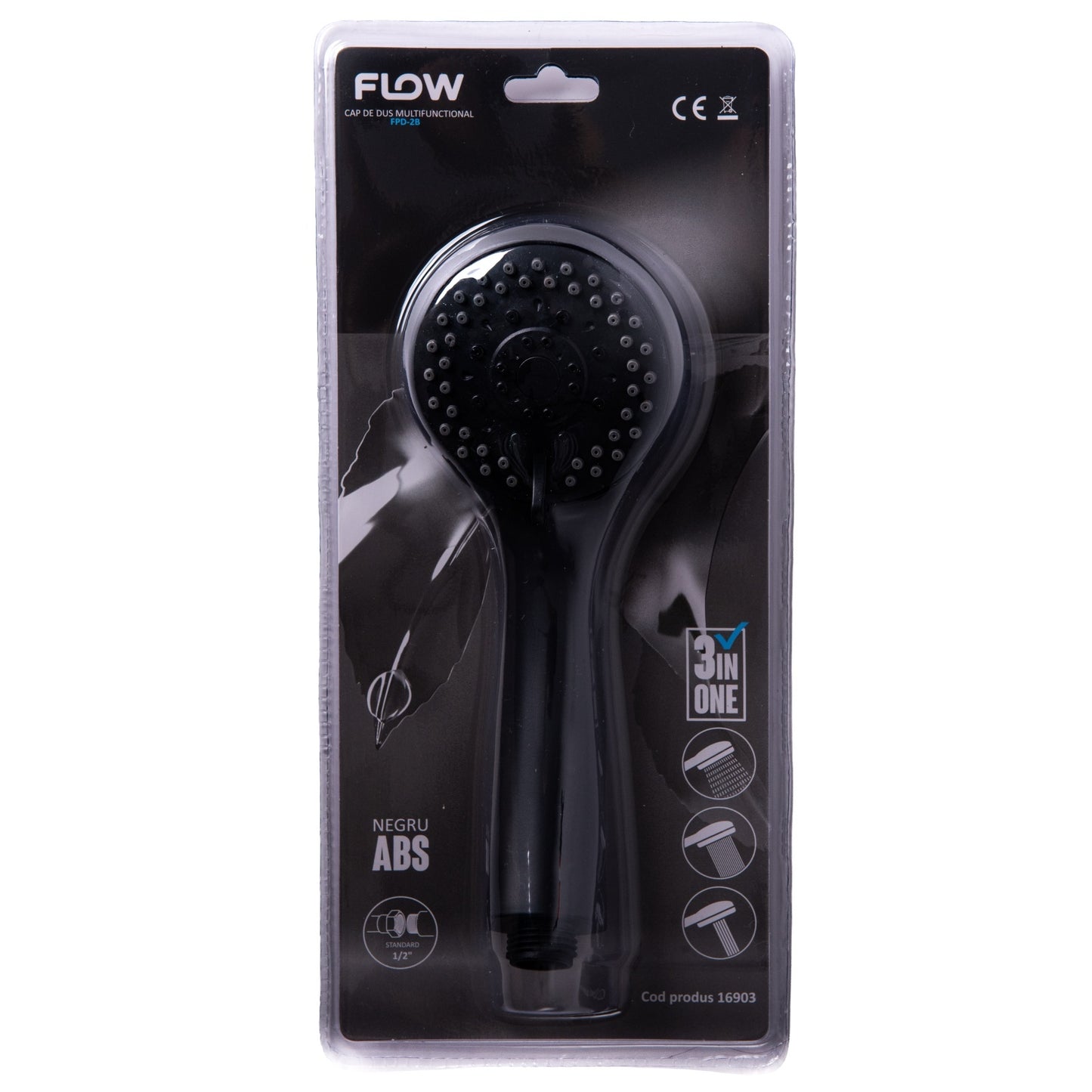 Cap Dus Multifunctional 3in1 Flow FPD-2B, negru ABS