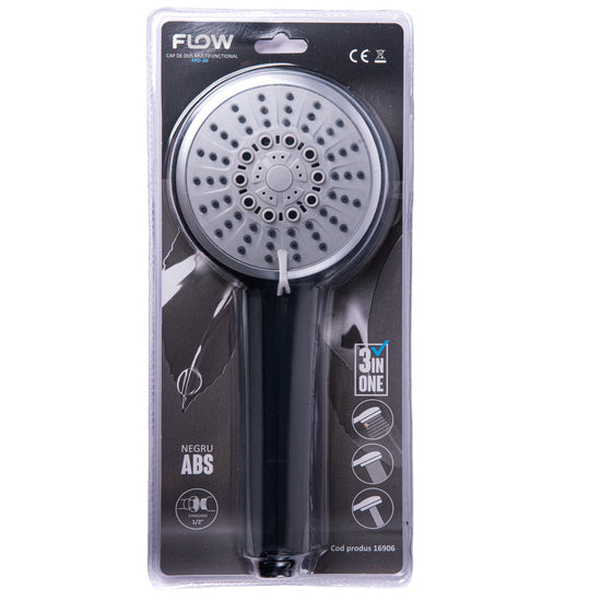 Cap Dus Multifunctional 3in1 Flow FPD-3B, negru ABS, design oval