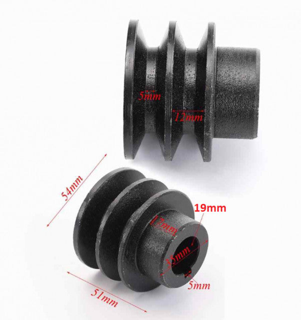 Fulie dubla motor generator, motopompa, motocultor 5-7CP (ax 19 mm, diametru 54mm)
