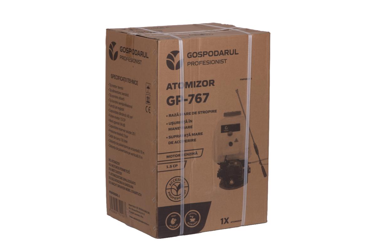Atomizor PROFESIONAL Gospodarul Profesionist GP-767, 1.5 CP, motor 2T, rezervor 20L, raza stropire 12 m