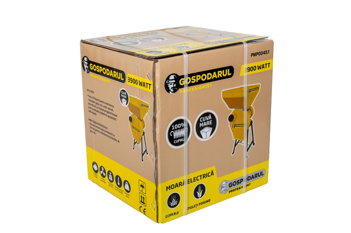 Moara PROFESIONALA pentru cereale si stiuleți de porumb cu suport GP MCR-1S, 3900W, 320 kg/h, 20 ciocanele