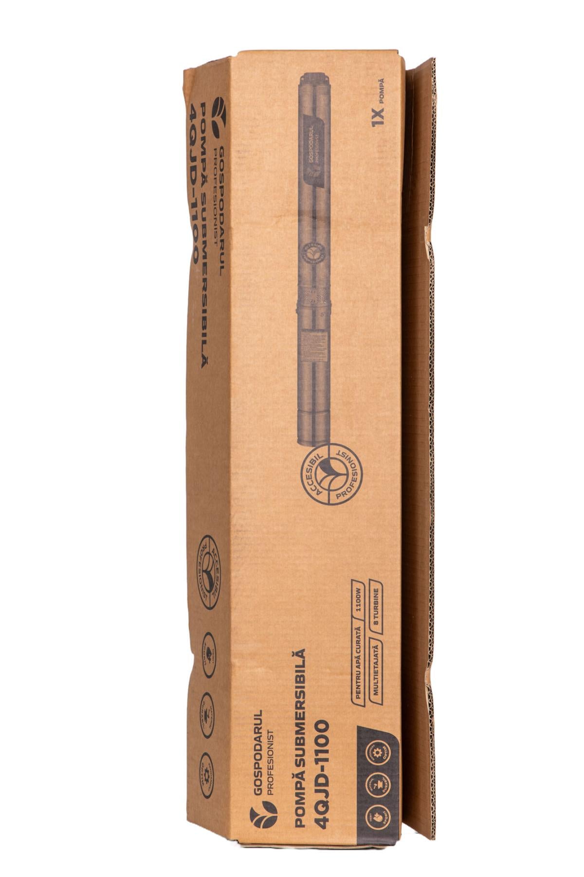 Pompa submersibila PROFESIONALA pentru apa curata Gospodarul Profesionist 4QJD-1100, 8 turbine POM, 1100W, 6000 l/h, cablu 25 m