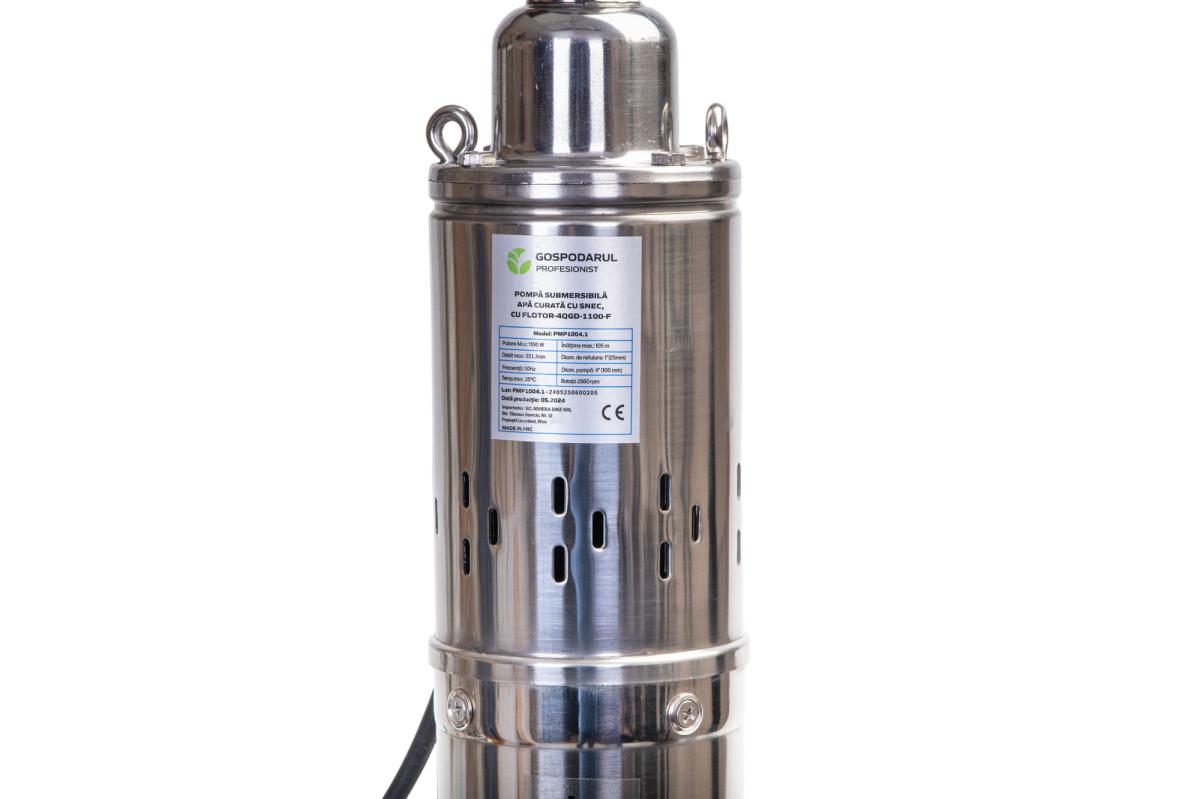 Pompa submersibila PROFESIONALA pentru apa curata Gospodarul Profesionist 4QGD-1100-F, cu snec si flotor, 1100W, 1980 l/h