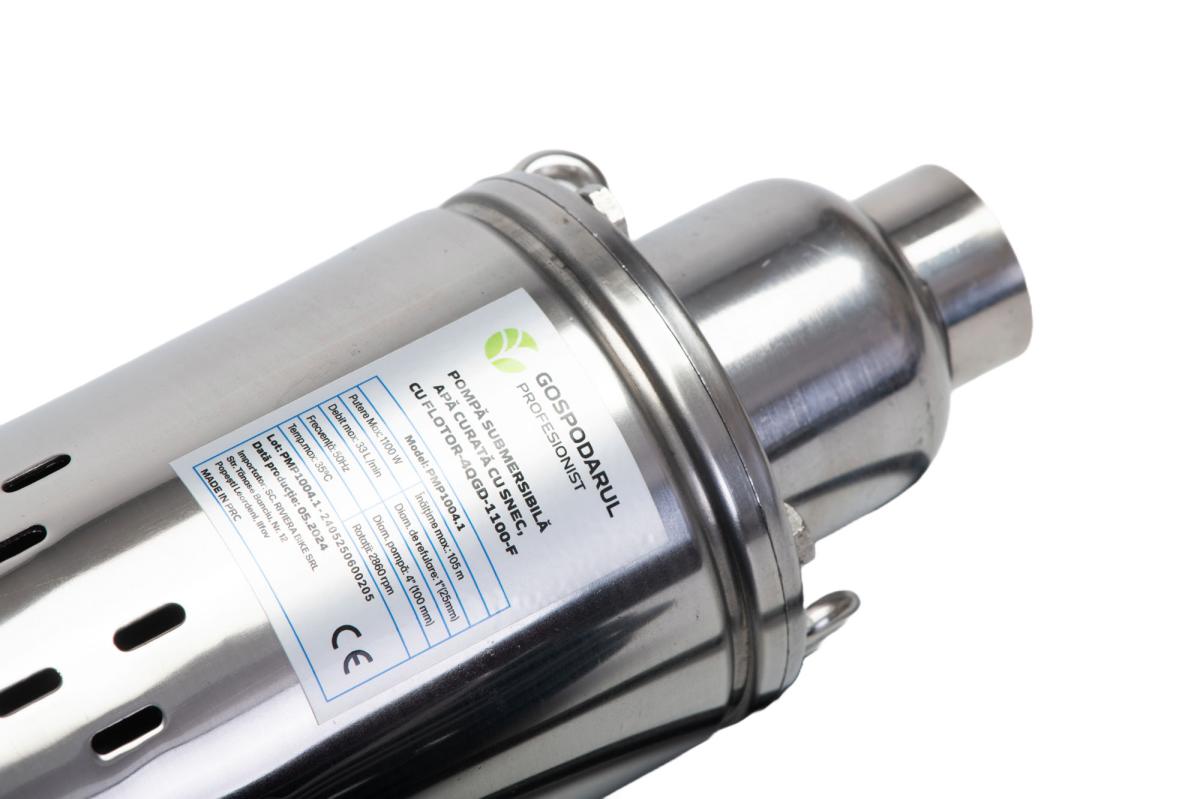 Pompa submersibila PROFESIONALA pentru apa curata Gospodarul Profesionist 4QGD-1100-F, cu snec si flotor, 1100W, 1980 l/h