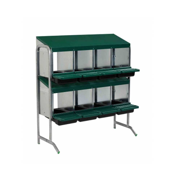 Cuibar 8 compartimente MG04D-L, otel galvanizat, cu tava colectare oua