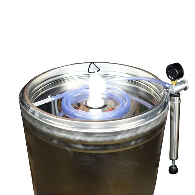 Butoi inox ZEP 150L cu capac flotant, camera silicon alimentar, pompa si robinet inox, AISI 304 Italia