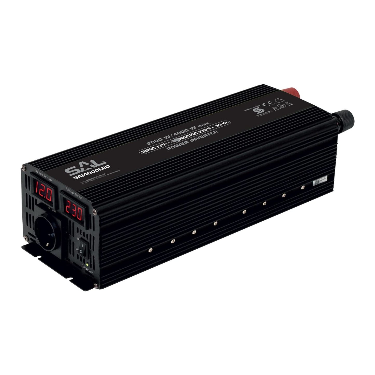 Invertor tensiune 12V la 230V, 2000W continuu / 4000W maxim, voltmetru digital, SAI4000LED
