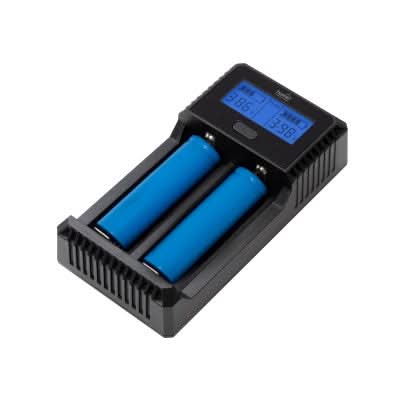 Incarcator acumulatori universali SBC 2, Li-ion/Ni-MH, microUSB, 2 sloturi, Powerbank, protectii multiple