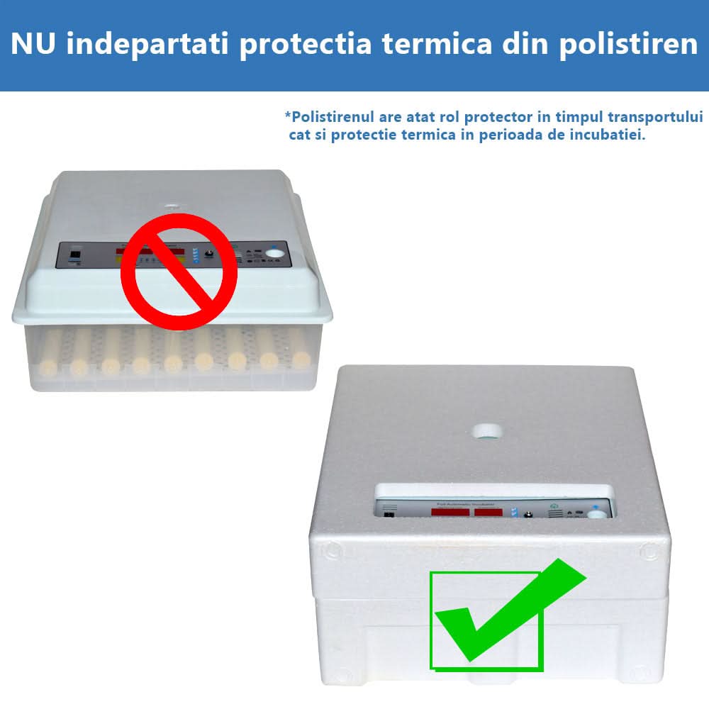 Incubator automat ZEP MS-64, 64 oua, 12V/220V, intoarcere automata, afisaj digital