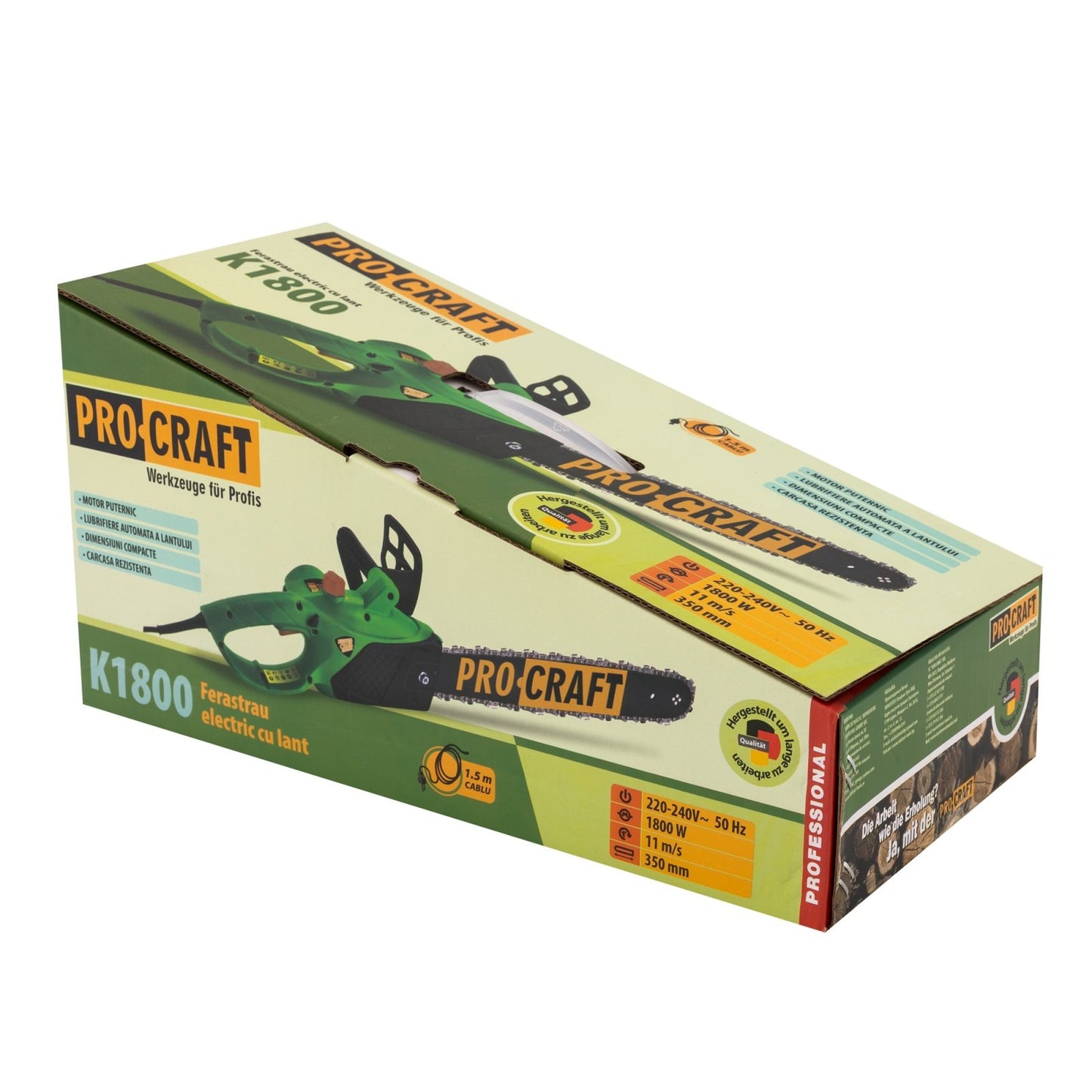 Fierastrau electric cu lant Procraft K1800, 1800W, lama 30 cm, rezervor ulei 0.26L