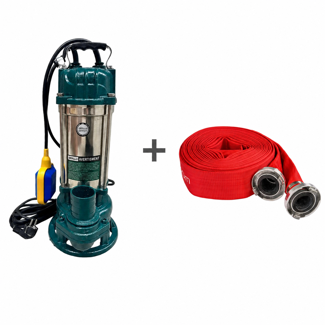 Kit pompa Brillo BR-55222 cu furtun rosu 2 inch 20 m si cuple