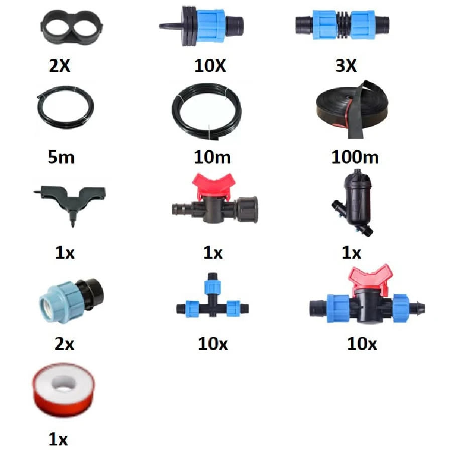 Kit Irigare, Profesional, Universal pentru Seră, 100m, 2L/h, D16mm – Soluția Completă pentru Udare Eficientă